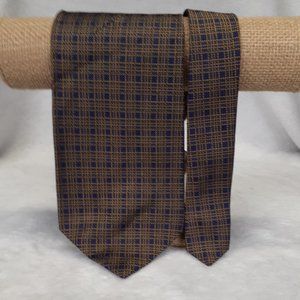 Guess Men's Tie Geometric Tattersall Silk Gold